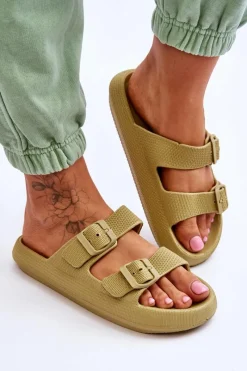 Discount Boto Lekkie Piankowe Damskie Klapki Zielone Cleve