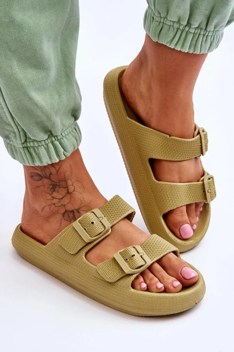 Discount Boto Lekkie Piankowe Damskie Klapki Zielone Cleve