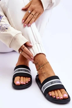 Outlet Lekkie Piankowe Klapki Big Star JJ274648 Czarne Damskie Klapki Damskie Big Star|Klapki Damskie Klasyczne