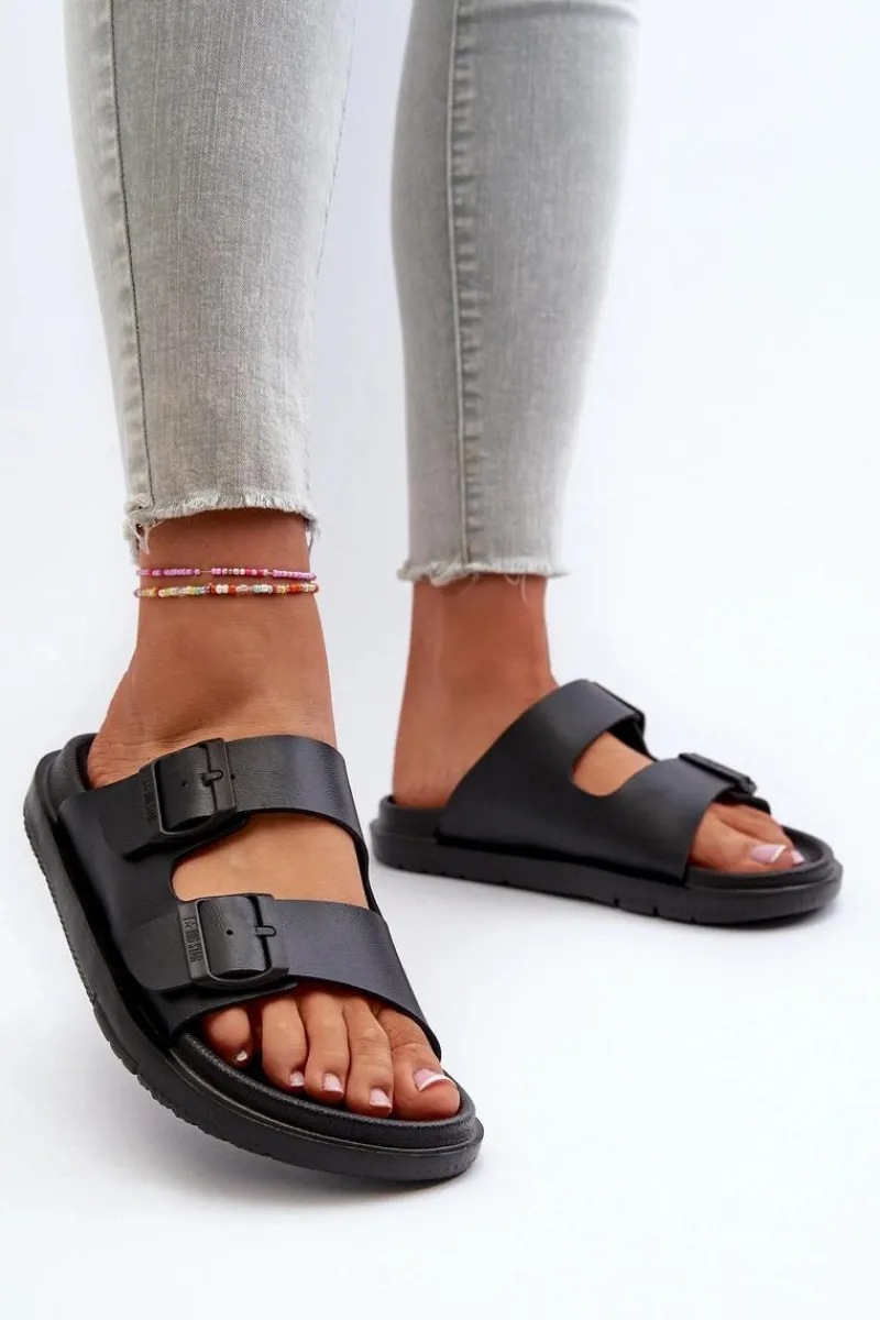 Sale Big Star Shoes Lekkie Piankowe Klapki Damskie Z Klamrami Big Star NN274A750 Czarne Czarny