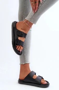 Sale Big Star Shoes Lekkie Piankowe Klapki Damskie Z Klamrami Big Star NN274A750 Czarne Czarny