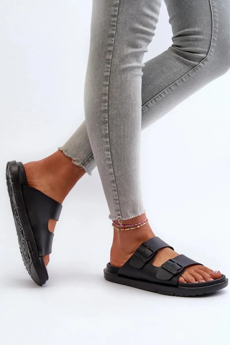 Sale Big Star Shoes Lekkie Piankowe Klapki Damskie Z Klamrami Big Star NN274A750 Czarne Czarny