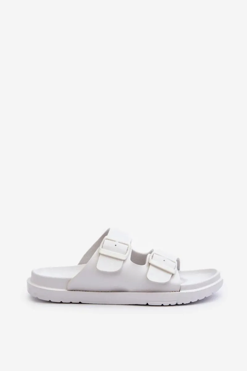 Klapki Damskie Big Star|Klapki Basenowe>Big Star Shoes Lekkie Piankowe Klapki Damskie Z Klamrami Big Star NN274A751 Białe Biały