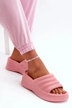 Klapki Na Koturnie|Klapki Basenowe></noscript>Boto Lekkie Piankowe Klapki Damskie Na Koturnie I Platformie Różowe Tendrea