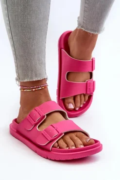 Hot Lekkie Piankowe Klapki Damskie Z Klamrami Big Star NN274A754 Fuksja Damskie Klapki Damskie Big Star|Klapki Basenowe