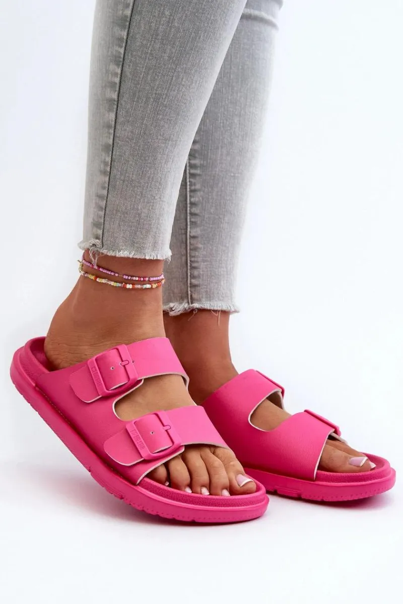 Hot Lekkie Piankowe Klapki Damskie Z Klamrami Big Star NN274A754 Fuksja Damskie Klapki Damskie Big Star|Klapki Basenowe