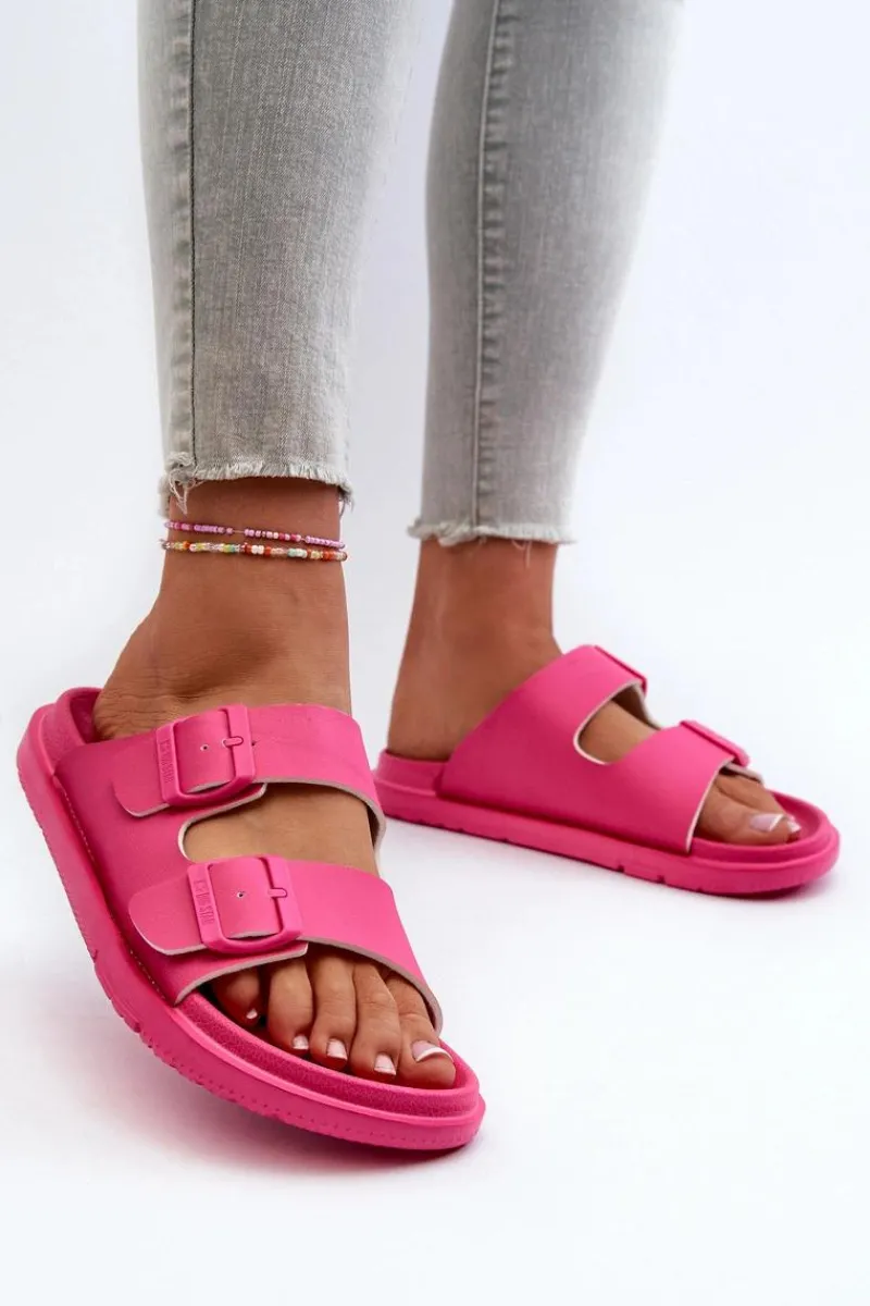 Hot Lekkie Piankowe Klapki Damskie Z Klamrami Big Star NN274A754 Fuksja Damskie Klapki Damskie Big Star|Klapki Basenowe