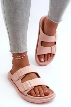 Online Big Star Shoes Lekkie Piankowe Klapki Damskie Z Klamrami Big Star NN274A753 Różowe Różowy