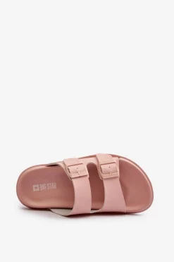 Online Big Star Shoes Lekkie Piankowe Klapki Damskie Z Klamrami Big Star NN274A753 Różowe Różowy