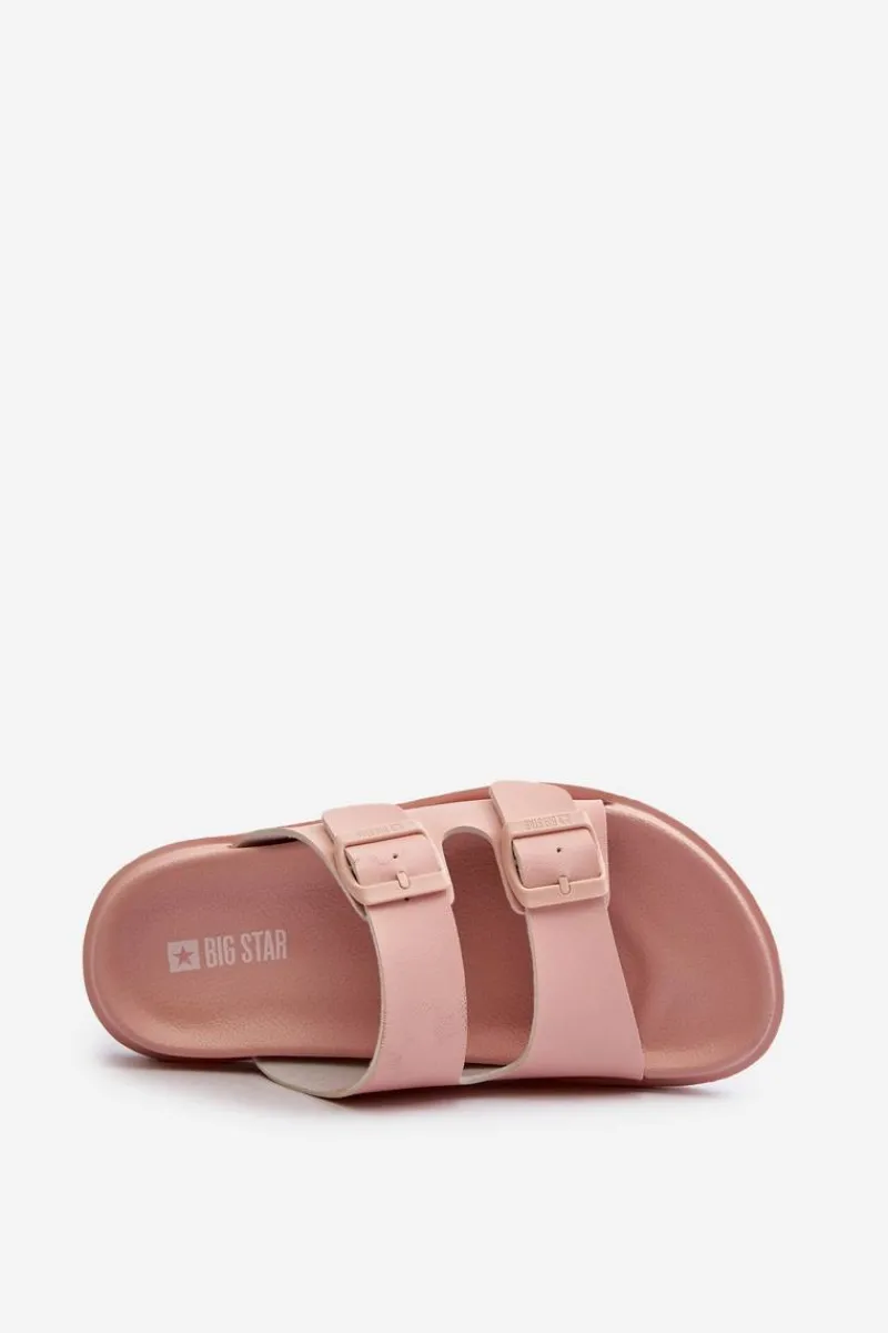 Online Big Star Shoes Lekkie Piankowe Klapki Damskie Z Klamrami Big Star NN274A753 Różowe Różowy