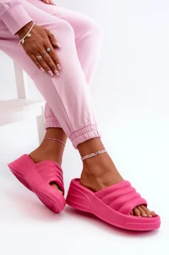 Klapki Na Koturnie|Klapki Basenowe></noscript>Boto Lekkie Piankowe Klapki Damskie Na Koturnie I Platformie Fuksja Tendrea