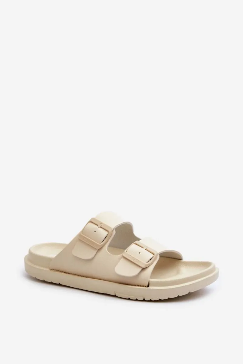 Klapki Damskie Big Star|Klapki Basenowe>Big Star Shoes Lekkie Piankowe Klapki Damskie Z Klamrami Big Star NN274A752 Beżowe Beżowy