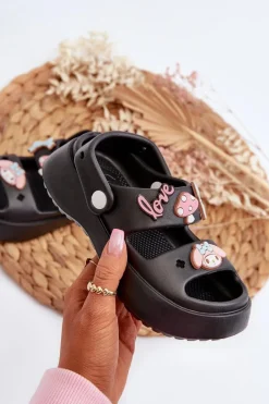 Chłopięce|Dziewczęce>Boto Lekkie Piankowe Klapki Dziecięce Z Ozdobami Czarne Ifrana