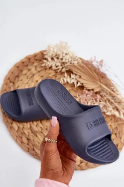 Clearance Big Star Shoes Lekkie Piankowe Klapki Dziecięce Big Star NN374557 Granatowe Niebieski