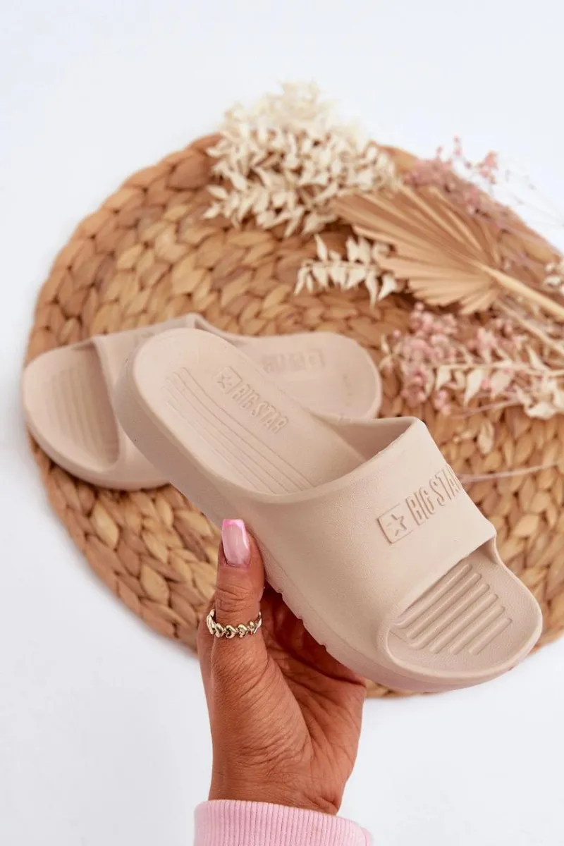 Best Lekkie Piankowe Klapki Dziecięce Big Star NN374559 Beżowe Dzieci Chłopięce|Dziewczęce