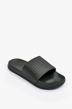 Big Star Shoes Lekkie Piankowe Klapki Męskie Big Star MM174324 Ciemnozielone Zielony