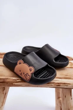 Discount Boto Lekkie Piankowe Klapki Z Misiem Czarne Todi