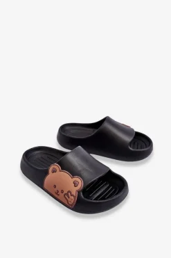 Discount Boto Lekkie Piankowe Klapki Z Misiem Czarne Todi