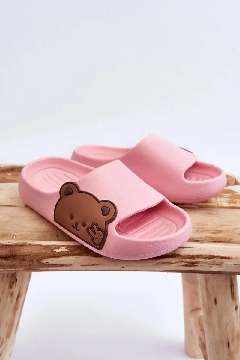 Lekkie Piankowe Klapki Z Misiem Różowe Todi Dzieci Chłopięce|Dziewczęce