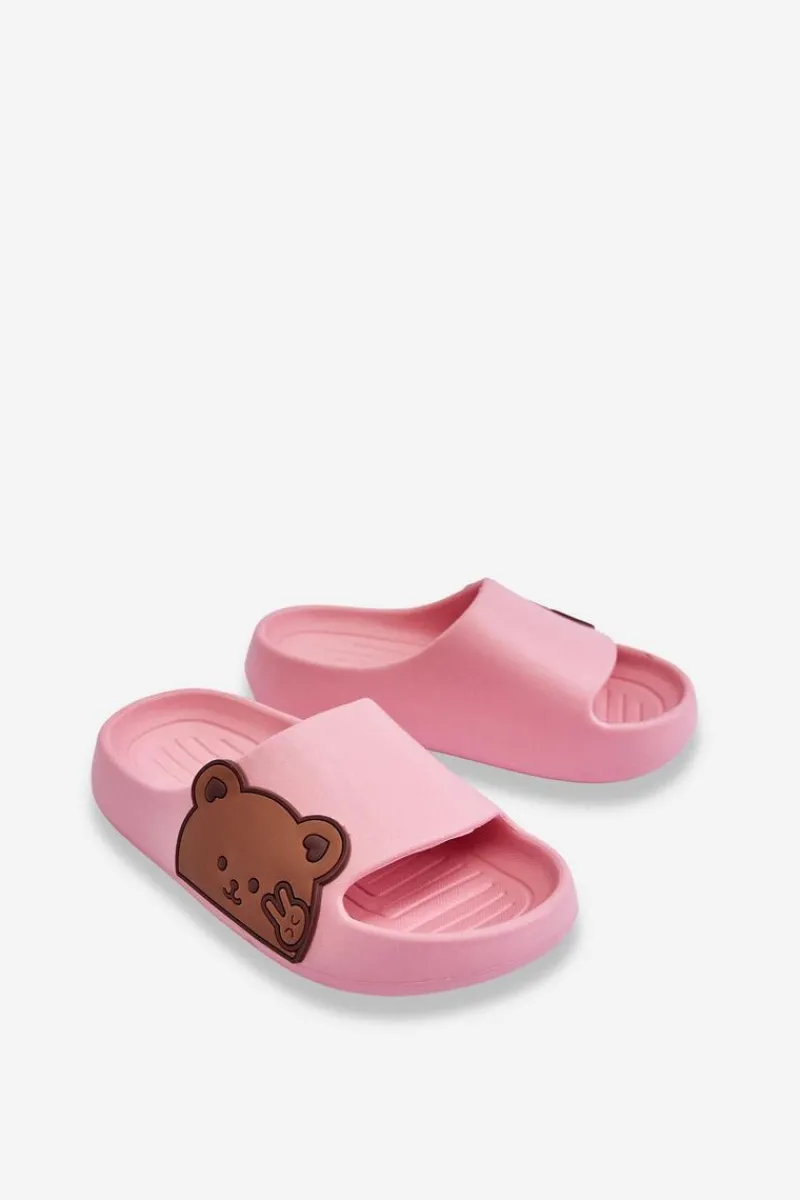 Lekkie Piankowe Klapki Z Misiem Różowe Todi Dzieci Chłopięce|Dziewczęce