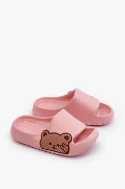 Chłopięce|Dziewczęce></noscript>Boto Lekkie Piankowe Klapki Z Misiem Różowe Relif
