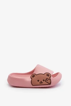 Chłopięce|Dziewczęce></noscript>Boto Lekkie Piankowe Klapki Z Misiem Różowe Relif