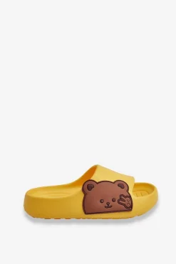 New Boto Lekkie Piankowe Klapki Z Misiem Żółte Todi