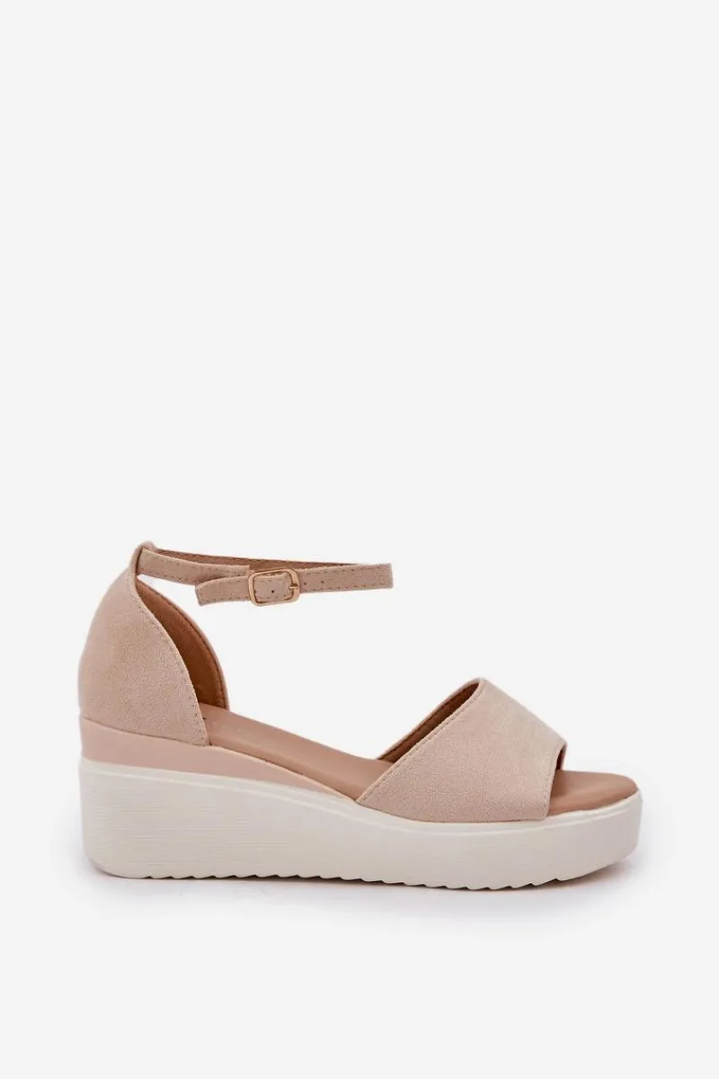 Boto Lekkie Sandały Na Platformie I Delikatnym Koturnie Jasnobeżowe Gillifia Beżowy