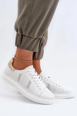 Damskie buty S.Barski Lekkie Skórzane Trampki Damskie Białe S.Barski LR760