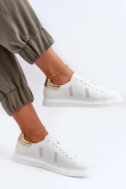 Damskie buty S.Barski Lekkie Skórzane Trampki Damskie Białe S.Barski LR760