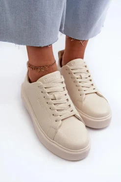 Clearance Lekkie Sneakersy Damskie Big Star NN274321 Memory Foam System Beżowe Damskie Buty Sportowe Na Platformie|Buty Sportowe Big Star