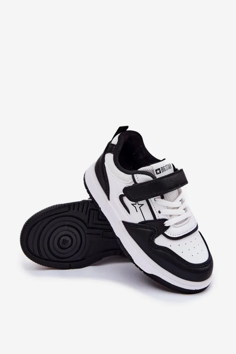 Back To School>Big Star Shoes Lekkie Sneakersy Dziecięce Big Star RR374052 Biało-Czarne
