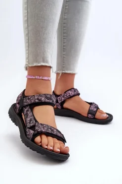 Hot Evento Lekkie Sportowe Sandały Damskie Czarno-Różowe Lumeria Różowy