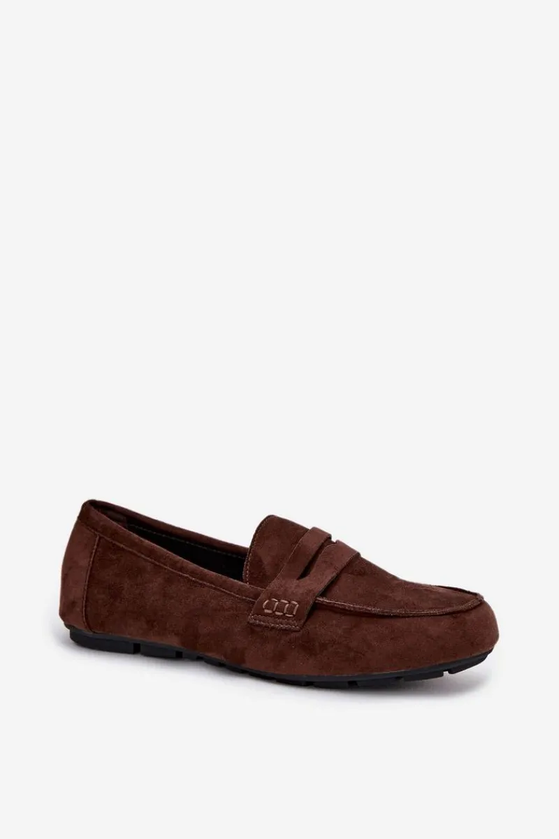 New Loafersy Mokasyny Damskie Płaskie Ciemnobrązowe Roseline Damskie Loafersy Damskie|Mokasyny Damskie Zamszowe