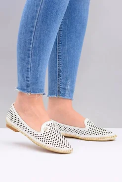 Baleriny Klasyczne>Boto Lu Boo | Białe Ażurowe Balerinki Lordsy Stylish