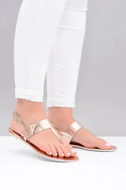 Clearance Lu Boo | Lustrzane Sandały Złoty Róż Japonki II-GAT Nora Damskie Sandały Gumowe|Sandały Płaskie