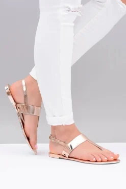 Clearance Lu Boo | Lustrzane Sandały Złoty Róż Japonki II-GAT Nora Damskie Sandały Gumowe|Sandały Płaskie