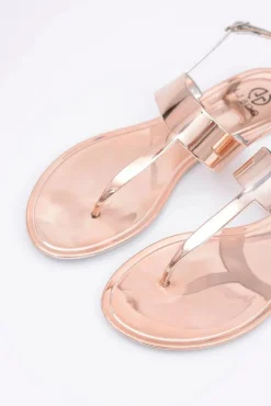 Clearance Lu Boo | Lustrzane Sandały Złoty Róż Japonki II-GAT Nora Damskie Sandały Gumowe|Sandały Płaskie