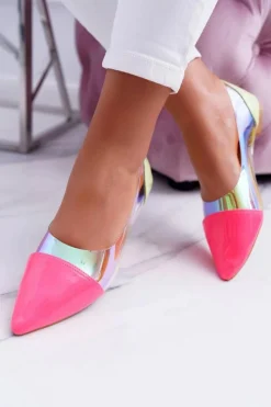 Baleriny Klasyczne>Boto Lu Boo | Transparentne Holograficzne Balerinki W Szpic Fluo