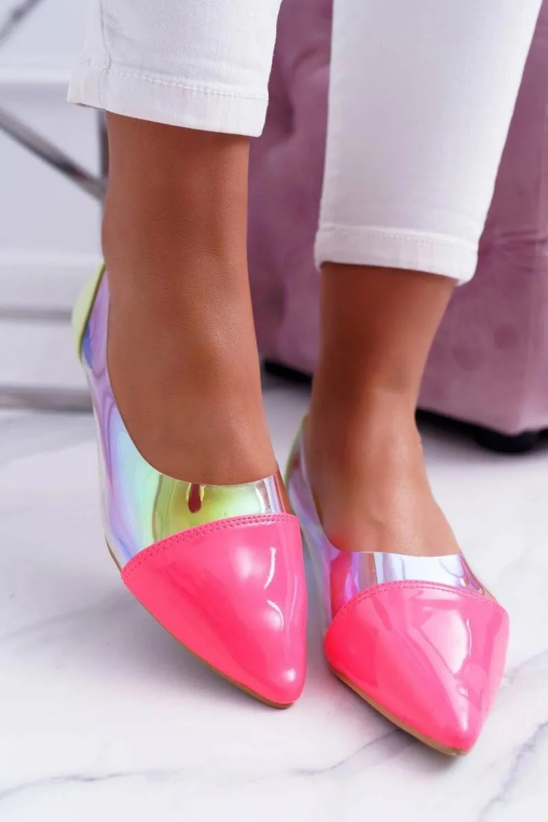 Baleriny Klasyczne>Boto Lu Boo | Transparentne Holograficzne Balerinki W Szpic Fluo