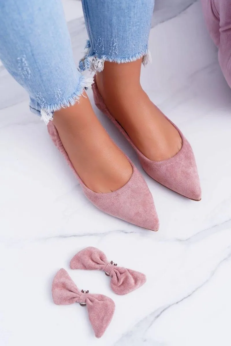 Baleriny Klasyczne>Boto LU BOO Balerinki Moments z odpinaną kokardą różowe