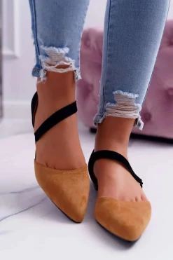 Baleriny Klasyczne></noscript>Boto Lu Boo Baleriny W Szpic Zamsz Camel Carana