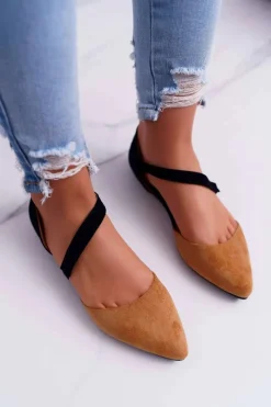 Baleriny Klasyczne></noscript>Boto Lu Boo Baleriny W Szpic Zamsz Camel Carana