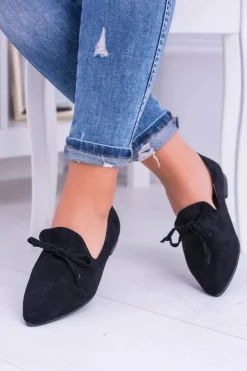 Discount Lu Boo Czarne Baleriny W Szpic Lordsy Zamsz Feliciano Damskie Baleriny Klasyczne