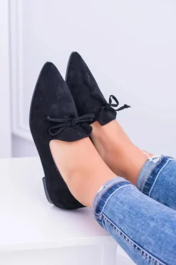 Discount Lu Boo Czarne Baleriny W Szpic Lordsy Zamsz Feliciano Damskie Baleriny Klasyczne