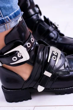 Sale Boto Lu Boo Czarne Botki Z Wycięciami Rock Girl