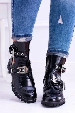 Sale Boto Lu Boo Czarne Botki Z Wycięciami Rock Girl