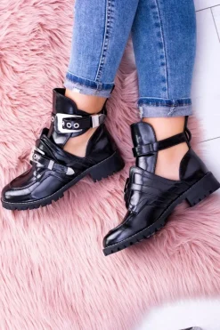 Sale Boto Lu Boo Czarne Botki Z Wycięciami Rock Girl