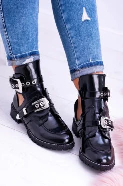 Sale Boto Lu Boo Czarne Botki Z Wycięciami Rock Girl