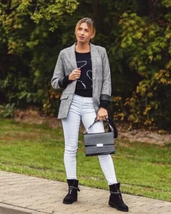 Online Lu Boo Czarne Damskie Botki Suwak Cekiny Rafell Damskie Botki Płaskie|Czarne Botki